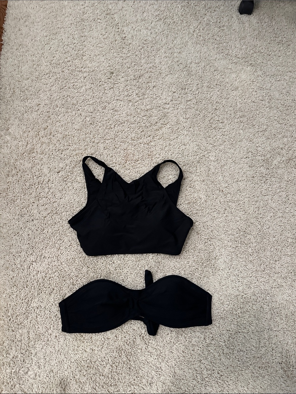 Black Bikini Tops Duo - Solid Black Swim Tops
